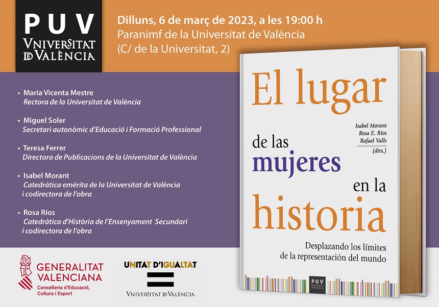 PRESENTACIÓ DEL LLIBRE: “EL LLOC DE LES DONES EN LA HISTÒRIA. DESPLAÇANT ELS LÍMITS DE LA REPRESENTACIÓ DEL MÓN”